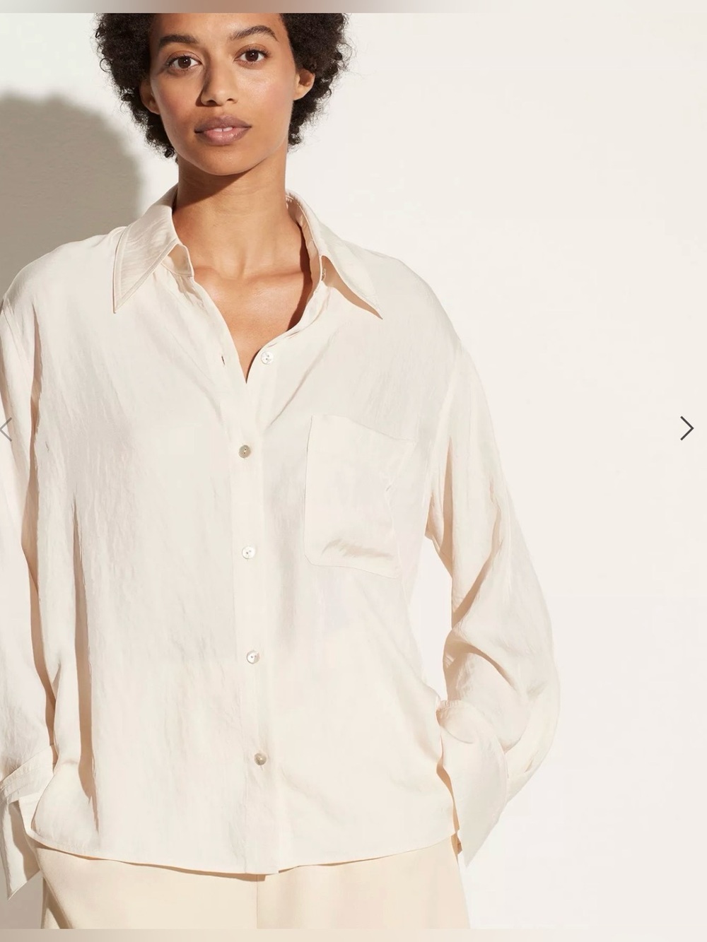 NWT Vince Size XS Boxy Button Down Shirt Cream Fluid Japanese Fabric $295 Luxury